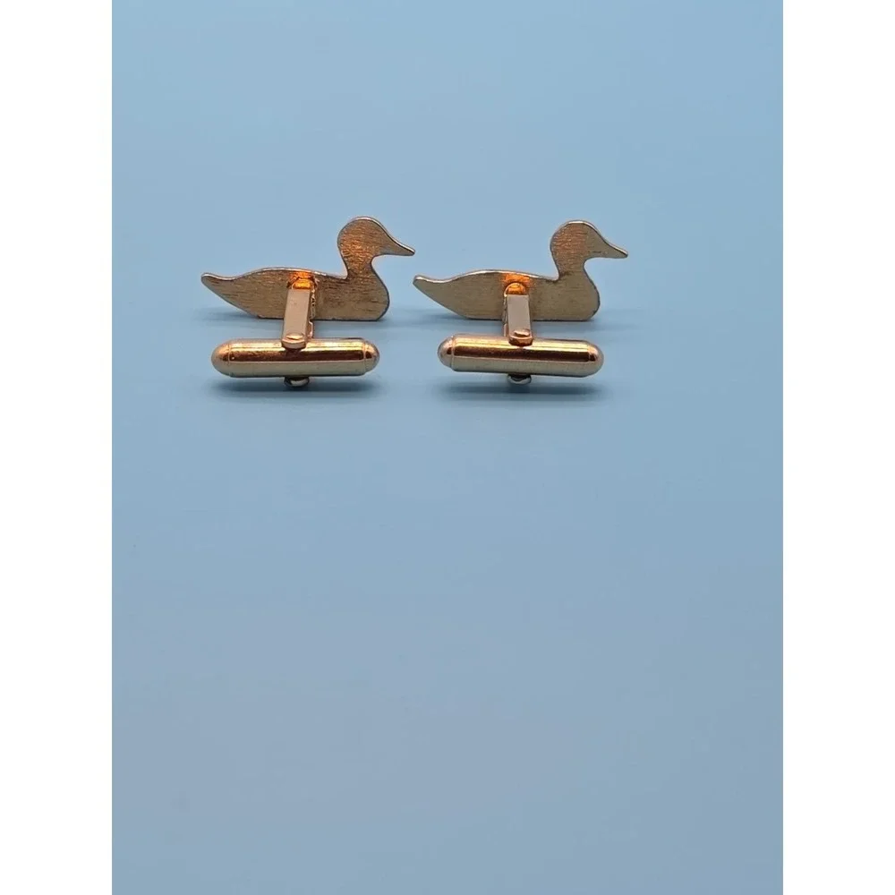 Pair Vintage Gold Duck Mallard Cufflinks Birds
